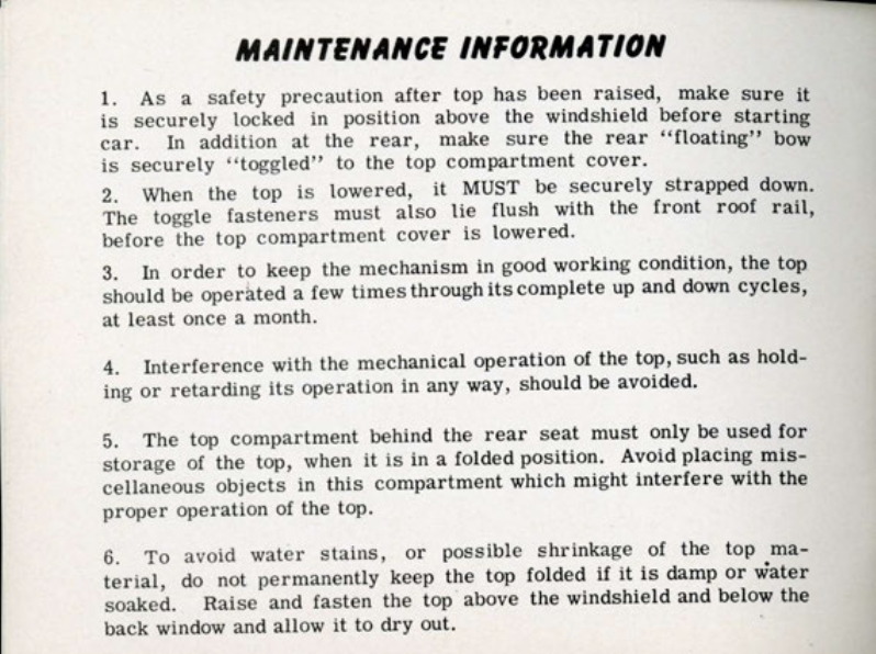 1953 Cadillac Eldorado Folding-Top Manual Page 13